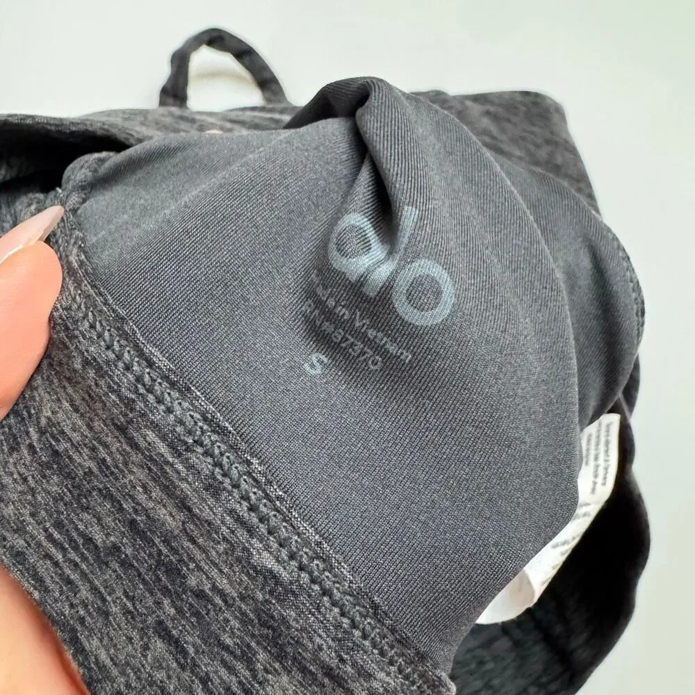 Alo Yoga Sports Bra Size Small Gray Heather Lotus Halter Stretch Comfort Alosoft